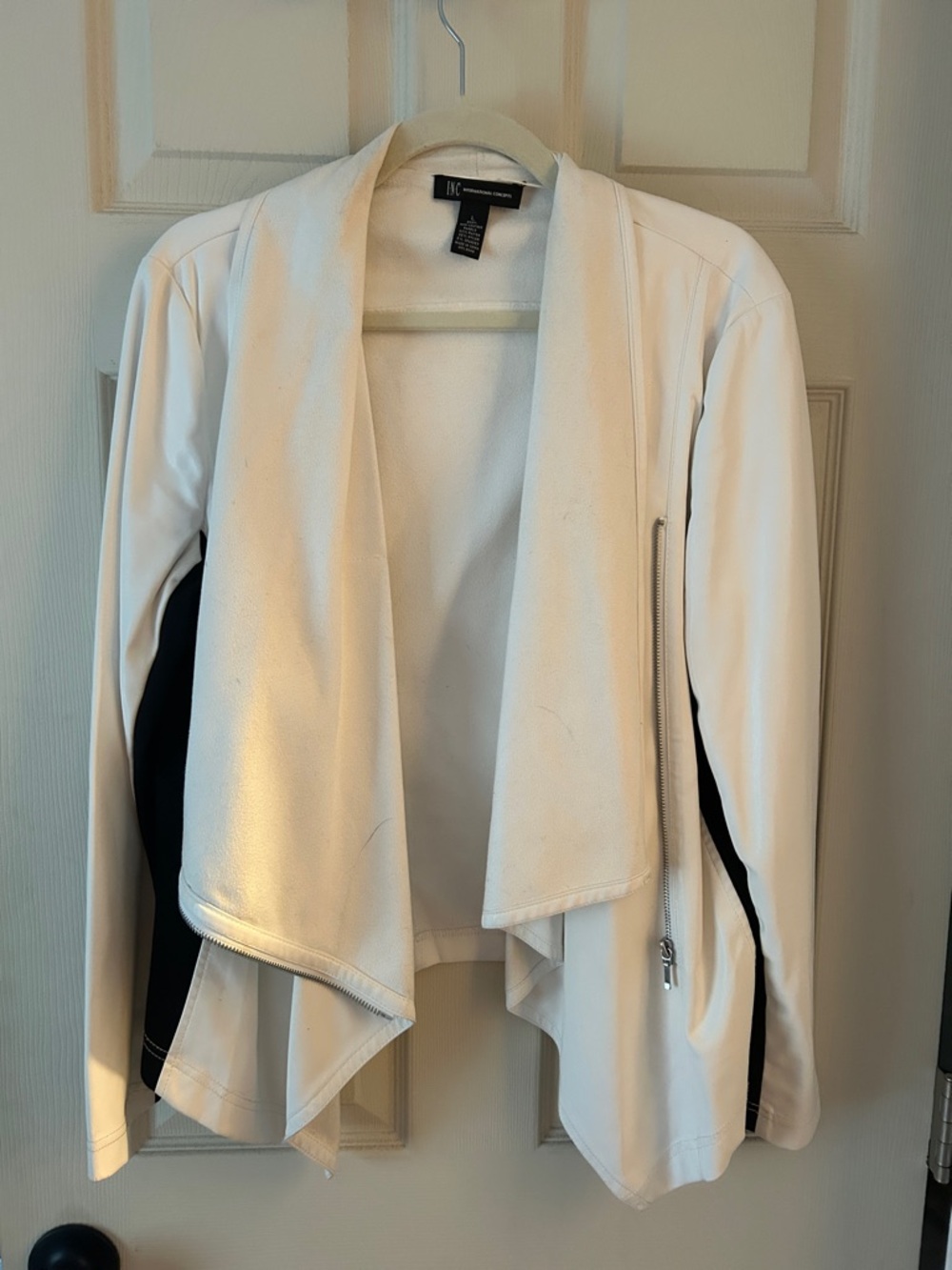 INC International Concepts Cream-Colored Jacket with Minimal Tag Detail